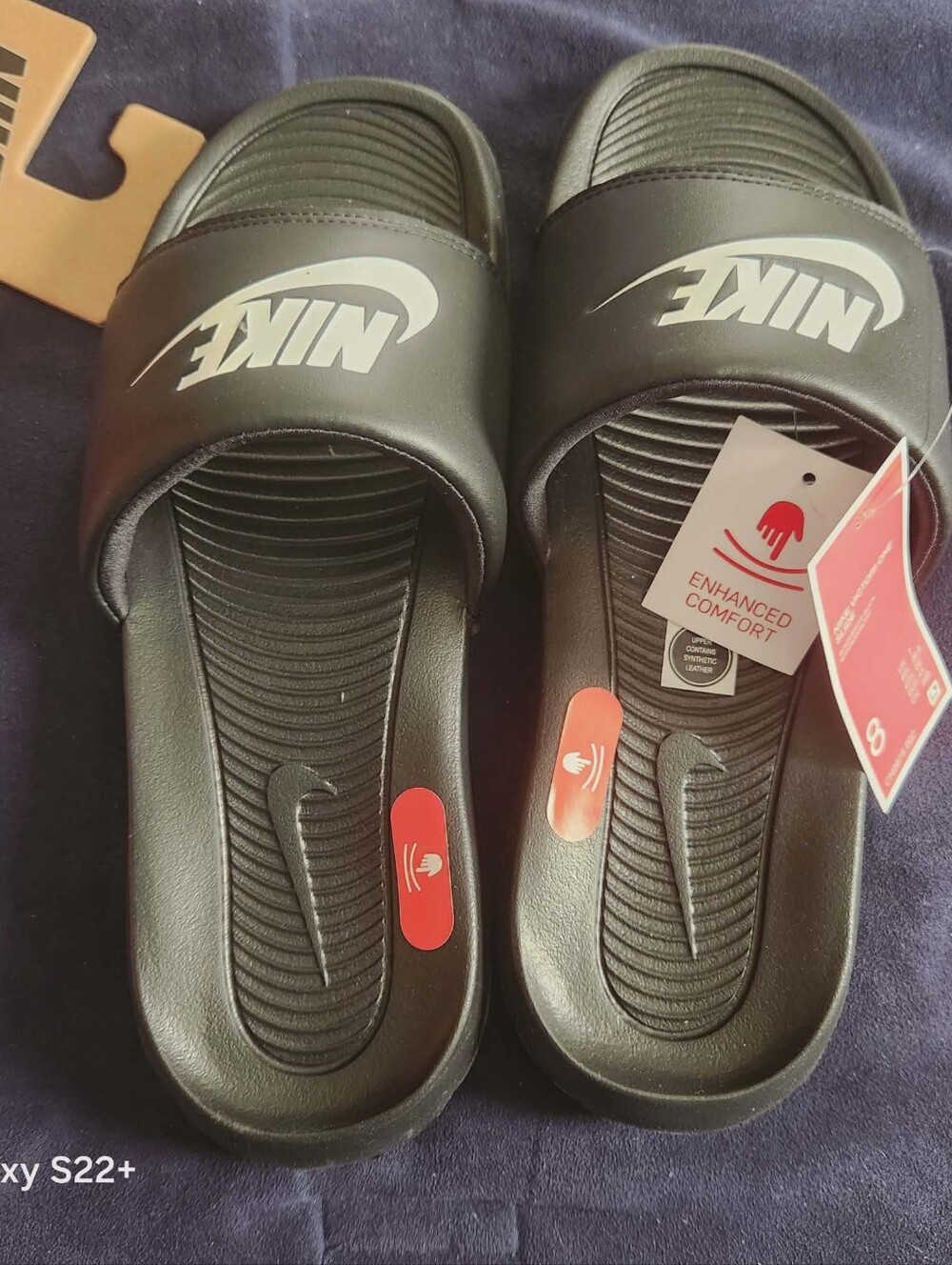 Nike Black Slide Sandals with White Logo